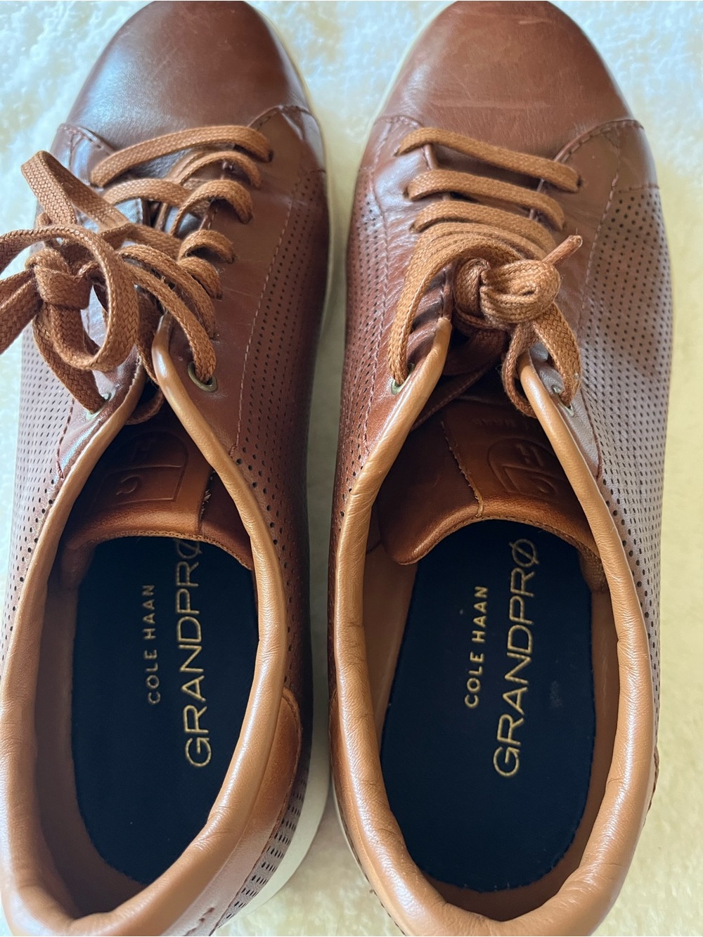 Cole Haan Men’s Tan Brown Leather GrandPrø Sneakers